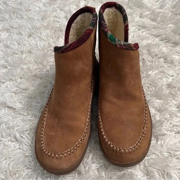 Sanuk Nice Bootah Lx Tan Tobacco / Vintage Rainbow Ankle Bootie Size 7 Womens - Picture 3 of 10